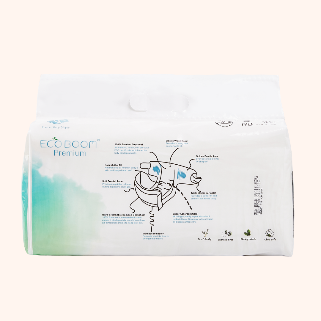 Pack pequeño pañales de bambu Premium Eco Boom: ideal para pieles sensibles y noches largas