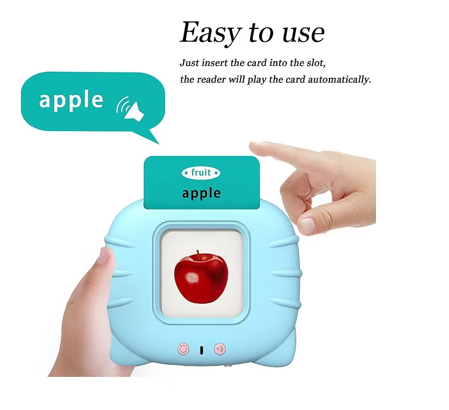 Juego de vocabulario. Pantalla con tarjetas de palabras en español e inglés (18m+)