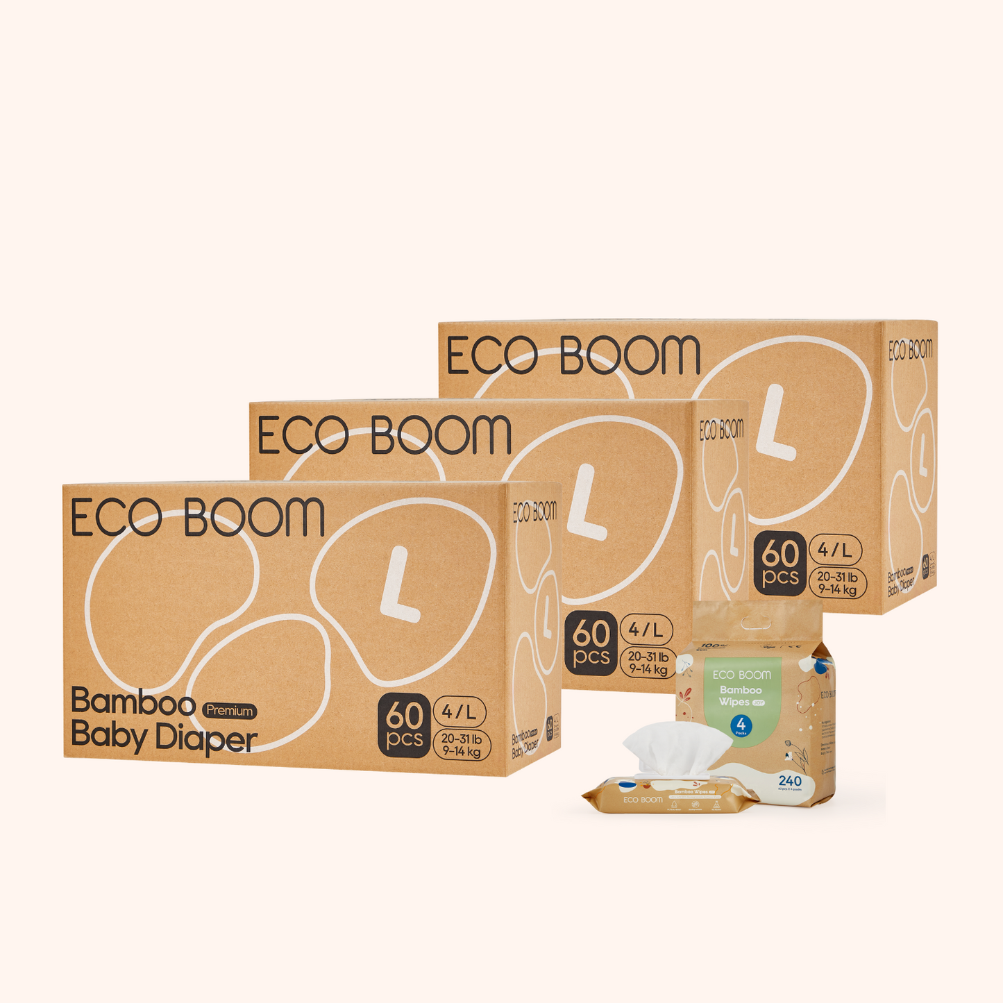 Kit Premium Bebebums – Pañales y toallitas Eco Boom