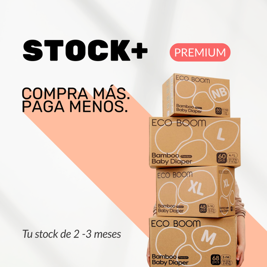 STOCK+ Pañales Premium Eco Boom [Caja de 3 o 4 Packs]