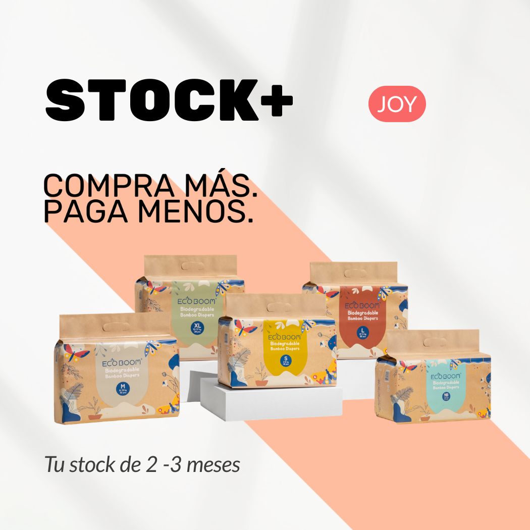 STOCK+ Pañales JOY Eco Boom [Caja de 8 Packs]