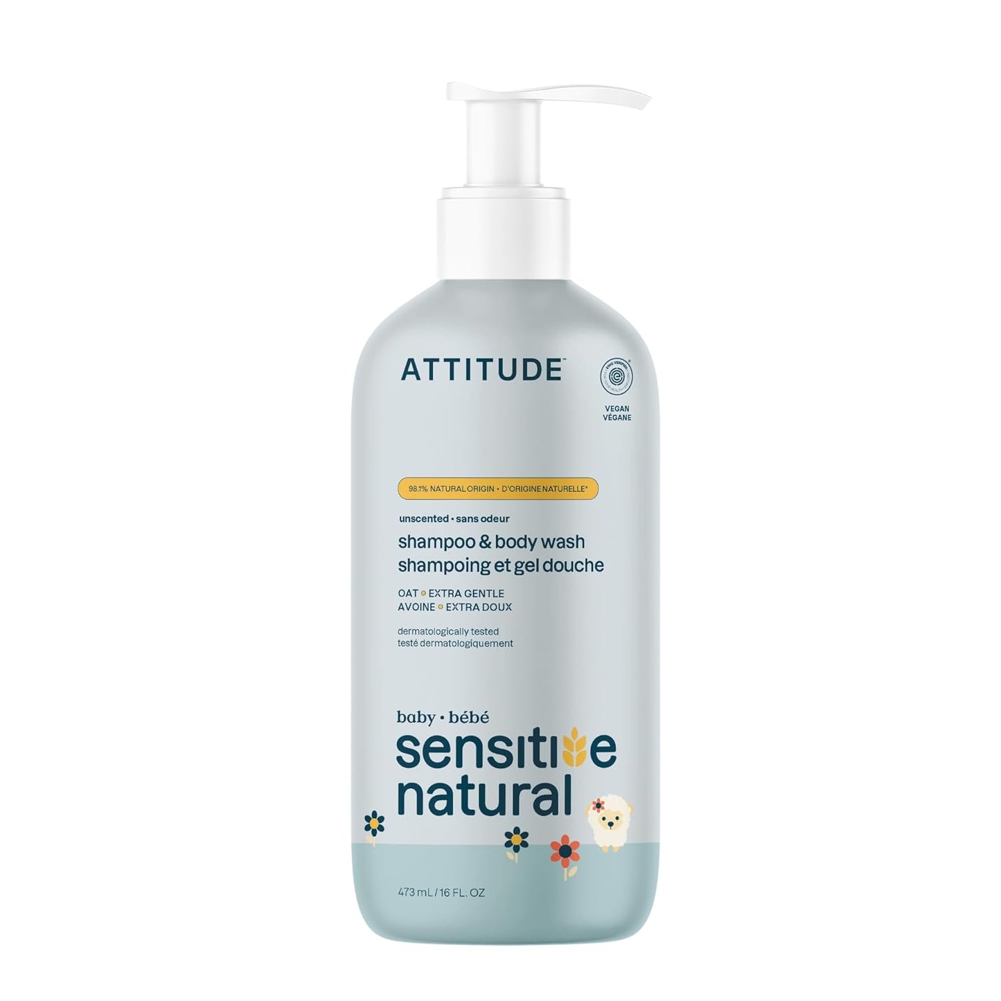 Shampoo y Gel de Baño para Bebé - Attitude Sensitive - 16oz