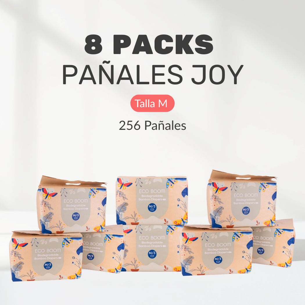 STOCK+ Pañales JOY Eco Boom [Caja de 8 Packs]