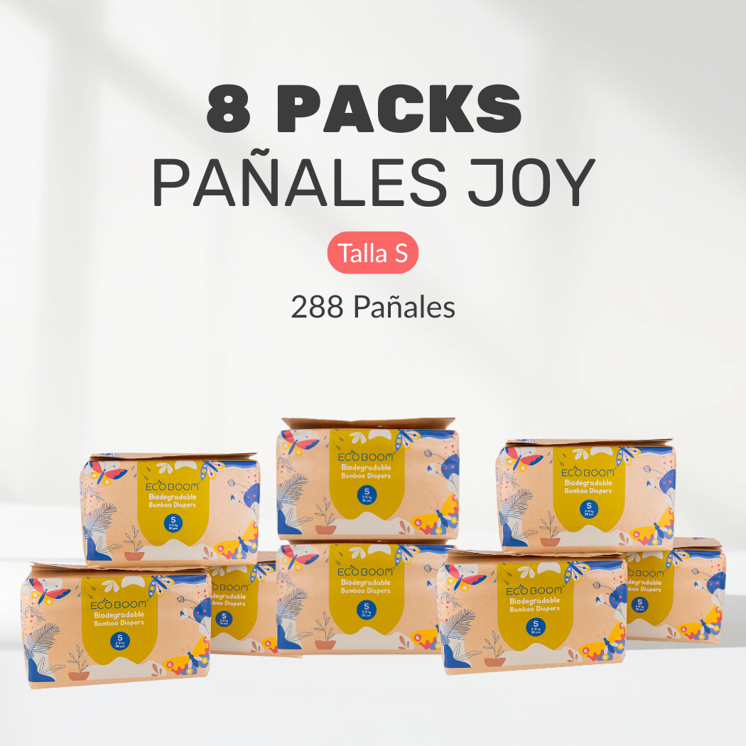 STOCK+ Pañales JOY Eco Boom [Caja de 8 Packs]