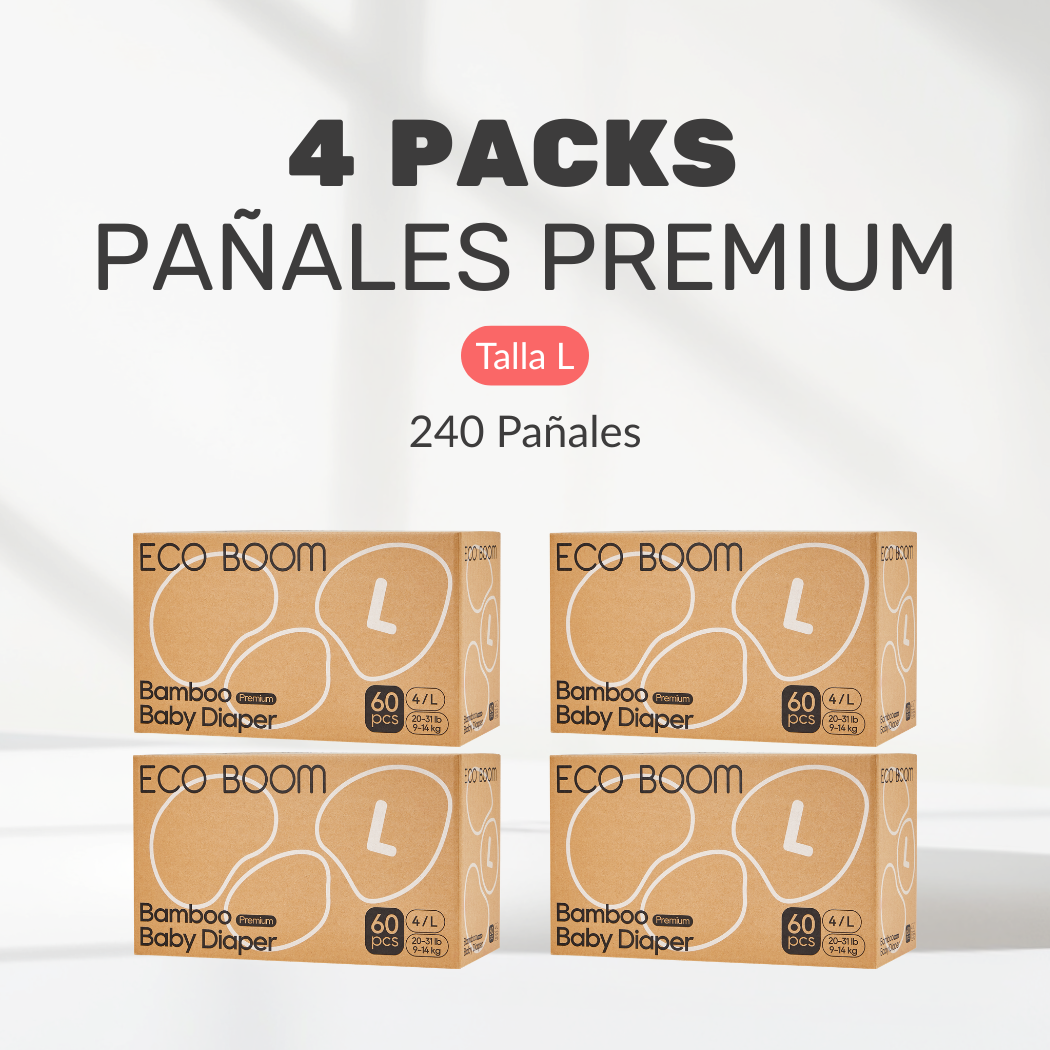 STOCK+ Pañales Premium Eco Boom [Caja de 3 o 4 Packs]