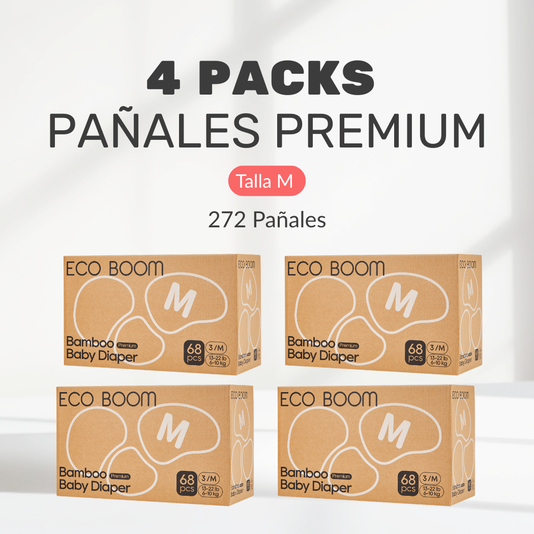 STOCK+ Pañales Premium Eco Boom [Caja de 3 o 4 Packs]