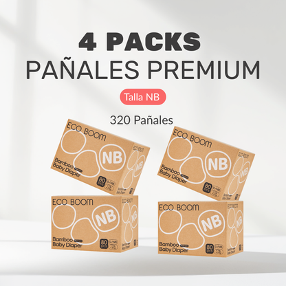 STOCK+ Pañales Premium Eco Boom [Caja de 3 o 4 Packs]
