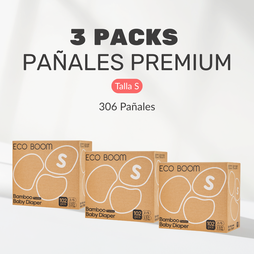 STOCK+ Pañales Premium Eco Boom [Caja de 3 o 4 Packs]