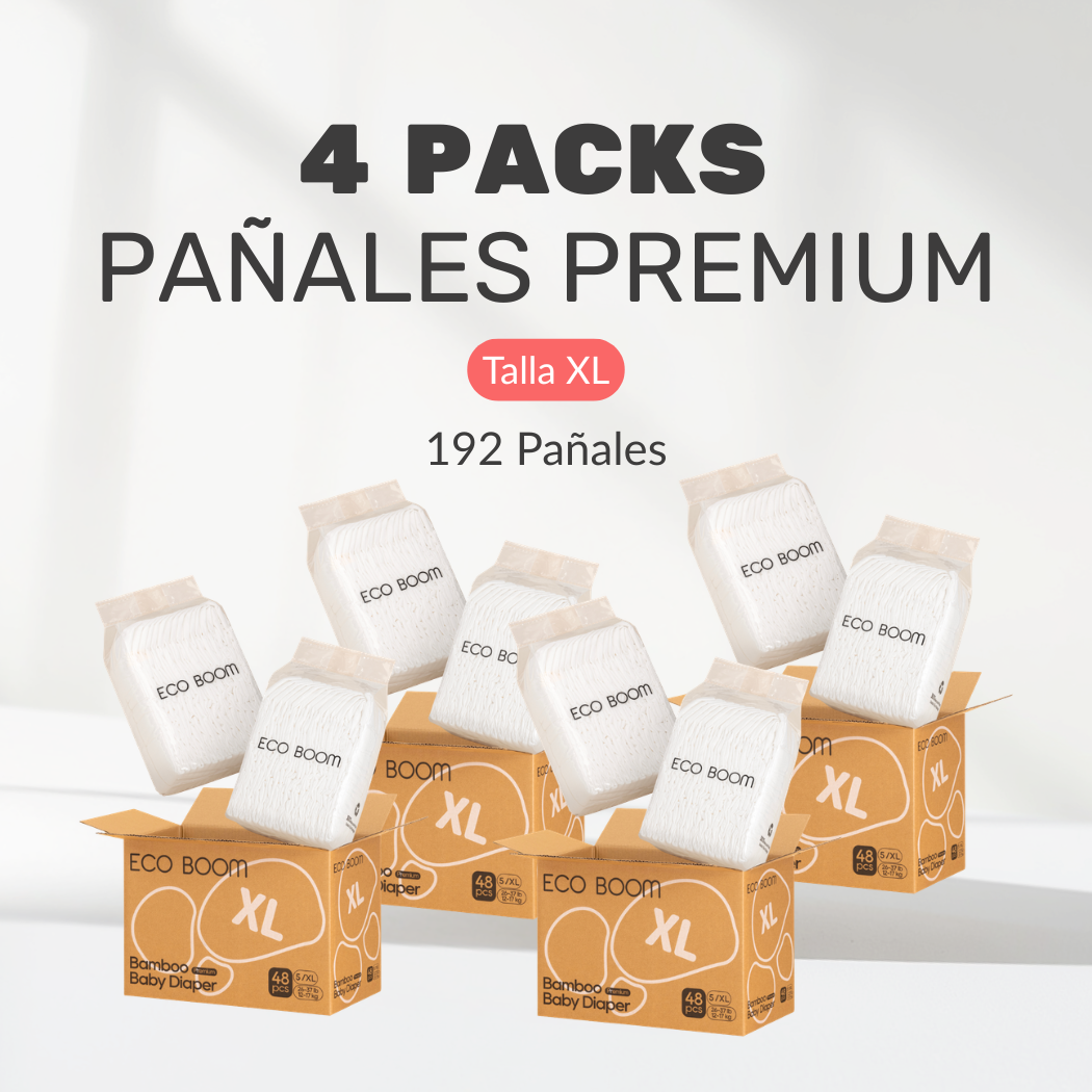STOCK+ Pañales Premium Eco Boom [Caja de 3 o 4 Packs]