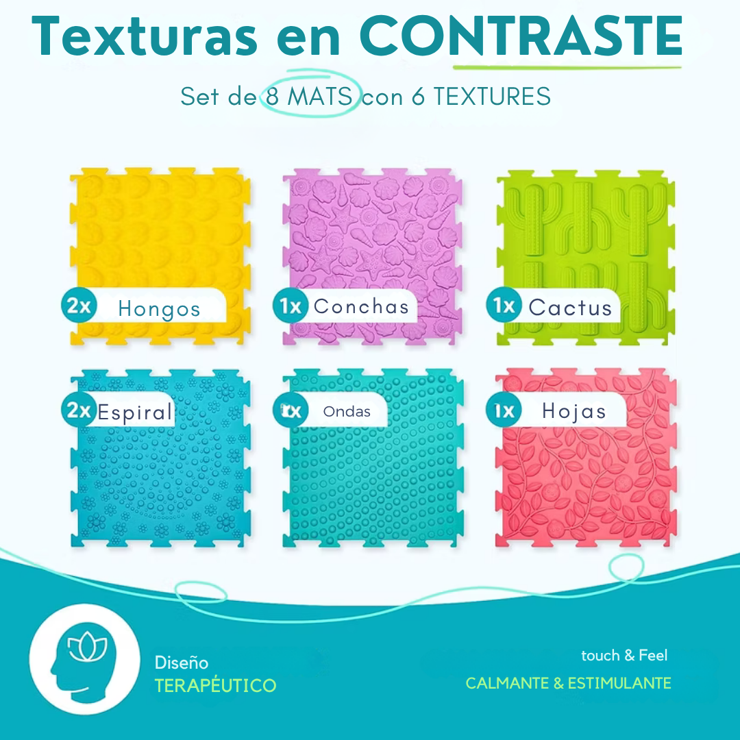 Mosaicos sensoriales de foam flexible texturizado (12m+)