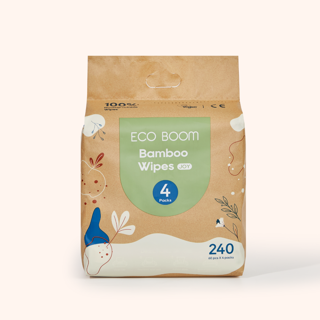 Toallitas húmedas biodegradables Eco Boom – Paquete de 4 Bebebums